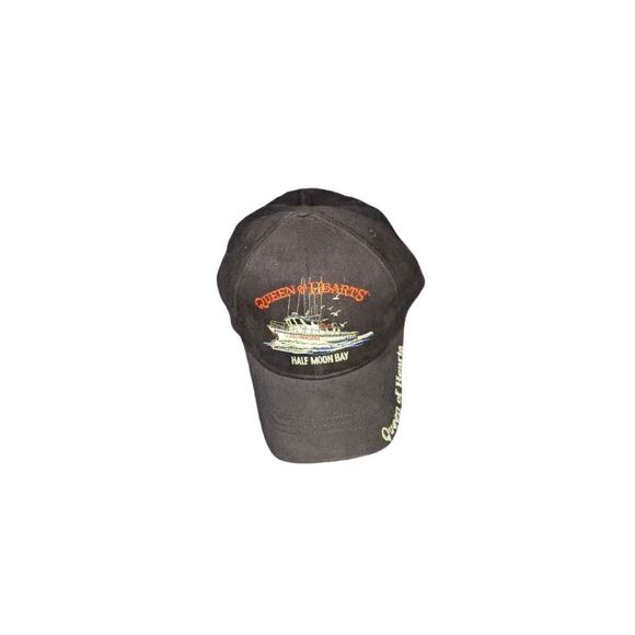 Vintage Embroidery Half Moon Bay Queen of Hearts Fishing Baseball Style Cap OS - Picture 1 of 6
